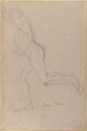 Nude Youth Running (recto); Standing Draped Old Man with Left Hand Upraised (verso), Pietro Testa (Italian, Lucca 1612–1650 Rome), Black chalk on gray paper (recto); black chalk with traces of white chalk (verso)